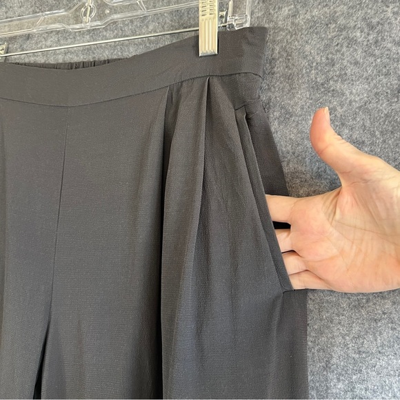 EILEEN FISHER High Waist Wide Leg Pull On Pants Pockets Grey Size Small FLAWS - Picture 7 of 12